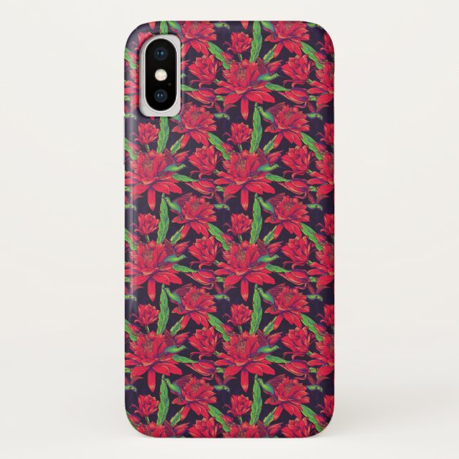 Blumen und Kolibris Case-Mate iPhone Hülle (Rückseite)