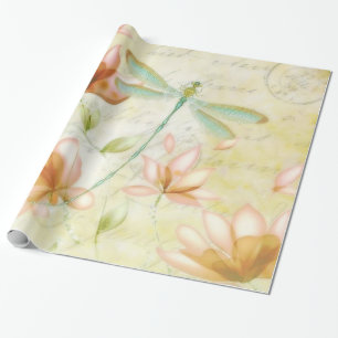 Blumen und Libelle Geschenkpapier