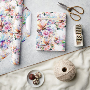 Blumen- und Libellen-Geschenkpapier Geschenkpapier