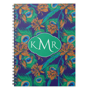 Blumen und Monogramm der Feder- Notizblock