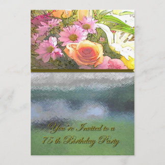 Blumen und Nebel-75. Geburtstag Einladung