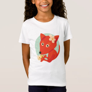 Blumen und niedliches Fox-Mädchen T-Shirt