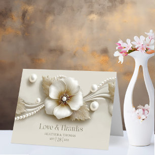 Blumen und Perlen Liebe und Dank Hochzeit Dankeskarte