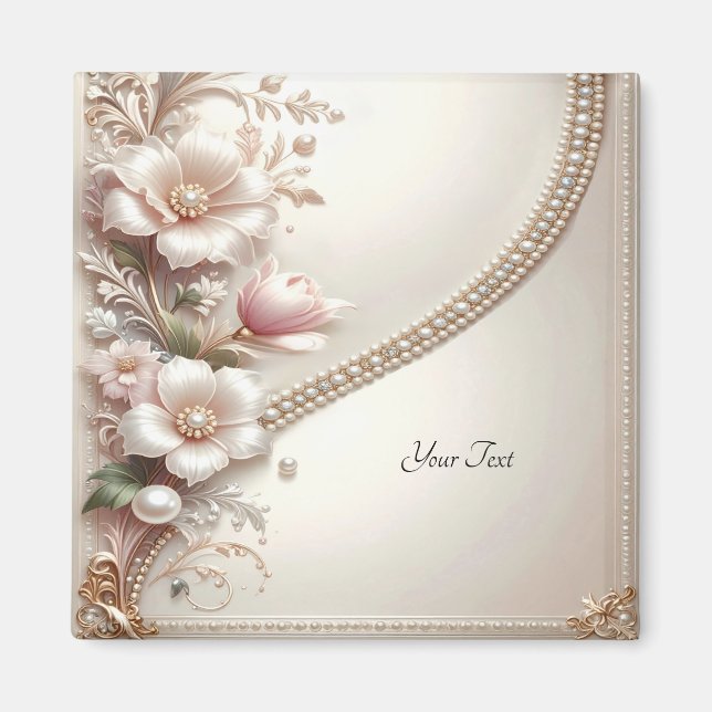 Blumen- und Perlenverzierungen Magnet (Vorne)