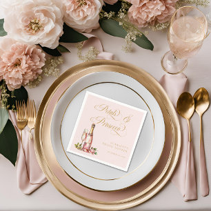 Blumen und Prosecco Florale elegante Bridal Shower Serviette