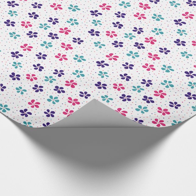 Blumen und Punkte Blumenmuster Geschenkpapier (Ecke)