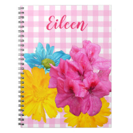 Blumen und rosa Gingham Notizblock