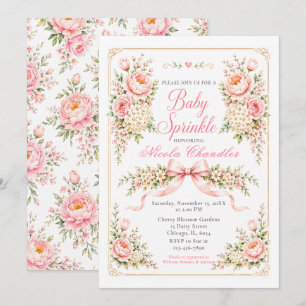 Blumen- und Schleifen-Baby-Sprinkle Einladung