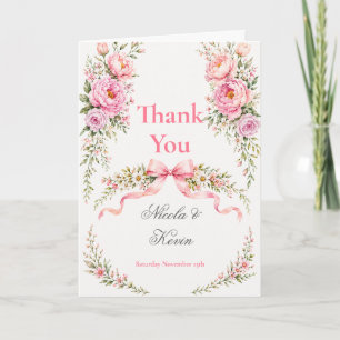 Blumen- und Schleifen-Hochzeit Dankeskarte