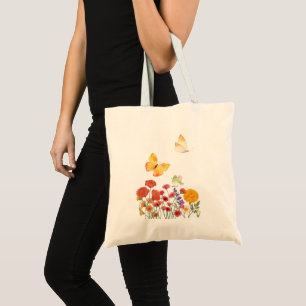 Blumen- und Schmetterling-Tasche – Elegante Blumen Tragetasche
