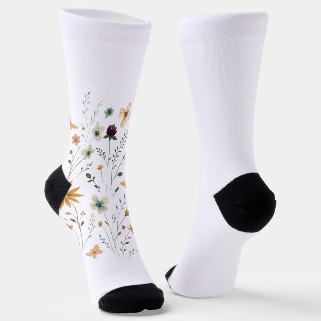 Blumen und Schmetterling, Whimsikgarten Inspiriert Socken (Gewinkelt)
