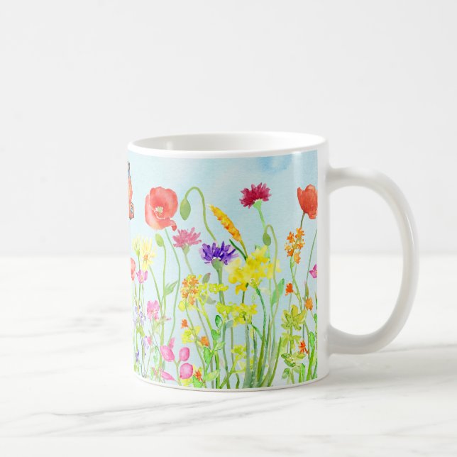 Blumen und Schmetterlinge des Frühlinges wilde Tasse (Rechts)