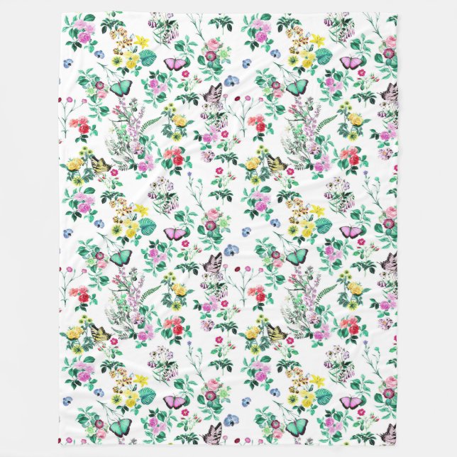 Blumen und Schmetterlinge hübsch Fleecedecke (Vorderseite)