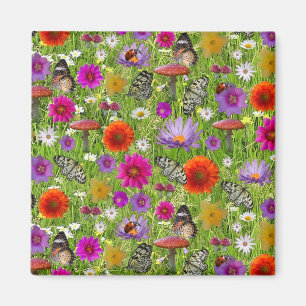 Blumen-und Schmetterlings-Collagen-Muster Magnet