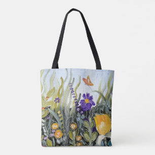 Blumen und Schmetterlingsentwurfs-Taschentasche