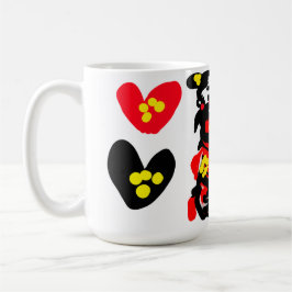 Blumen und schwarzer und roter Valentinstag Kaffeetasse
