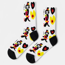 Blumen und schwarzer und roter Valentinstag Socken
