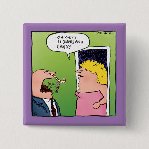Blumen und Süßigkeiten Romantische Cartoon Button