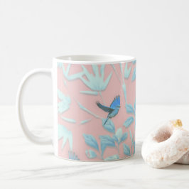 Blumen und Vögel , Hintergrundfarbe der Rose Kaffeetasse
