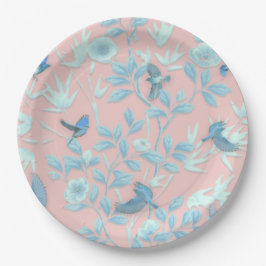 Blumen und Vögel , Hintergrundfarbe der Rose Pappteller
