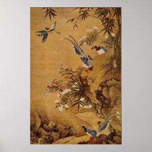 Blumen und Vogel von Hsiao Yung Poster