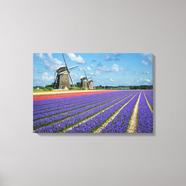 Blumen und Windmühlen Leinwanddruck (Vorderseite)