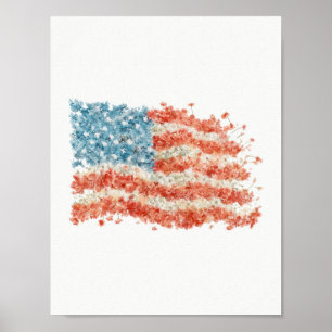 Blumen USA Amerikanische Flagge Poster