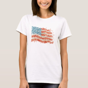 Blumen USA Amerikanische Flagge T-Shirt