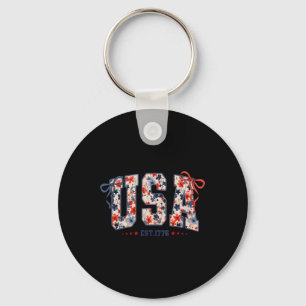 Blumen Usa Kokette Schleife Patriotisch 4. Juli Am Schlüsselanhänger