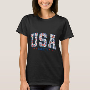 Blumen USA Retro Amerika 4. Juli Patriotisches Mäd T-Shirt