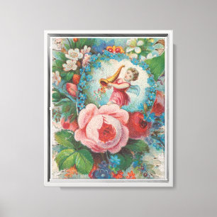 Blumen-Valentinskarte aus der viktorianischen Ära, Leinwanddruck