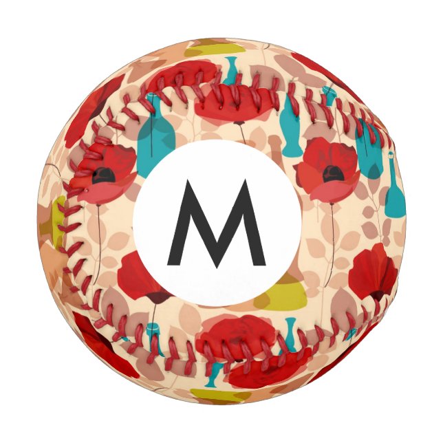 Blumen-, Vasen- und Flaschenmuster Baseball (Vorderseite Links)