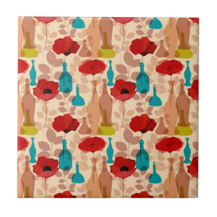 Blumen-, Vasen- und Flaschenmuster Fliese