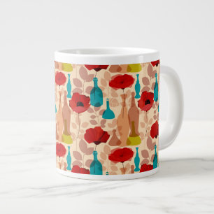 Blumen-, Vasen- und Flaschenmuster Jumbo-Tasse