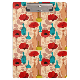 Blumen-, Vasen- und Flaschenmuster Klemmbrett