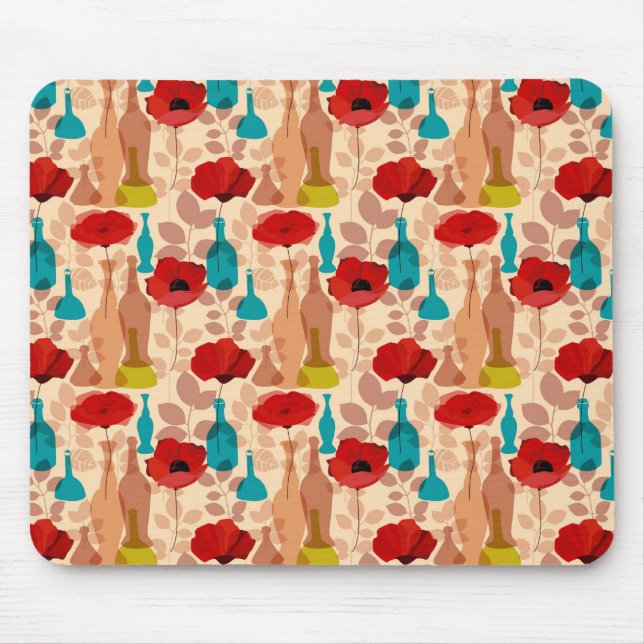 Blumen-, Vasen- und Flaschenmuster Mousepad (Vorne)