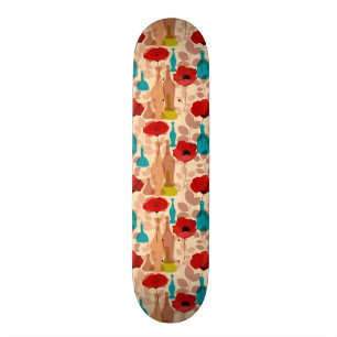 Blumen-, Vasen- und Flaschenmuster Skateboard