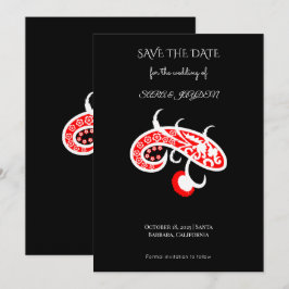 Blumen-Vektor-Kunstposter – Retro-Volkskunst-Blume Save The Date