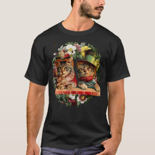 Blumen-Victorianische-Katzen Lustige sarkastische T-Shirt