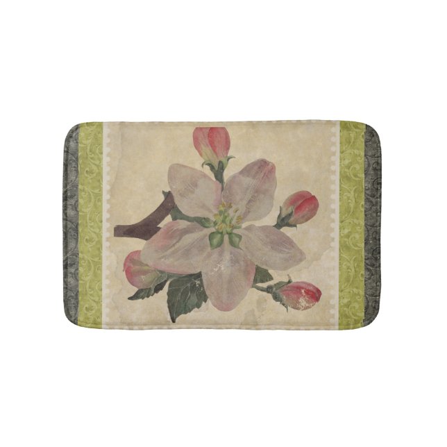 Blumen:Vintage Badtteppich Badematte (Vorderseite)
