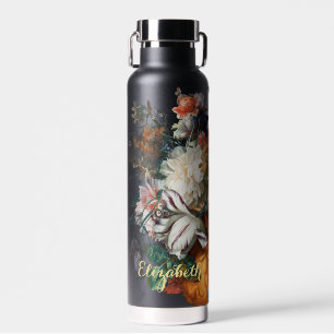 Blumen Vintage-Blumenkunst Faux-Gold Monogramm Trinkflasche
