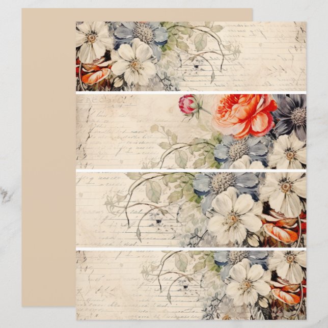 Blumen Vintage Collage 1 (Vorne/Hinten)
