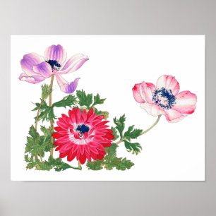 Blumen, vintage japanische Kunst 16x 12 Poster