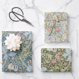 Blumen Vintage Morris Muster Goldene Lilien Blumen Geschenkpapier Set