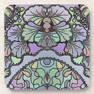 Blumen-vintage-mosaik lila pansy floral elegant getränkeuntersetzer