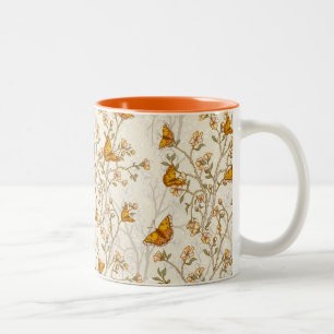 Blumen-Vintage-Muster mit Schmetterlingen Zweifarbige Tasse