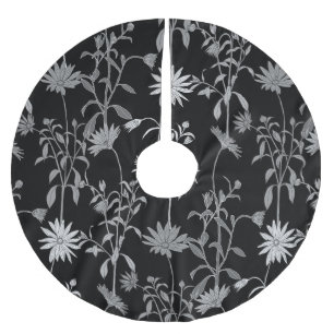 Blumen-Vintage: nahtloser Hintergrund für Einladun Polyester Weihnachtsbaumdecke