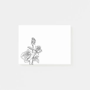 Blumen Vintage-Rose Blume Rosen Blumen Schwarz Post-it Klebezettel