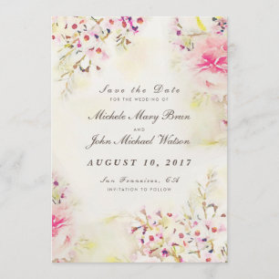 Blumen Vintage Save The Date Foto Flachkarte