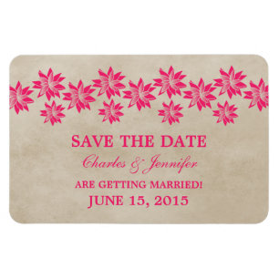 Blumen-Vintage-Save-the-Date-Magnet, Rosa Magnet